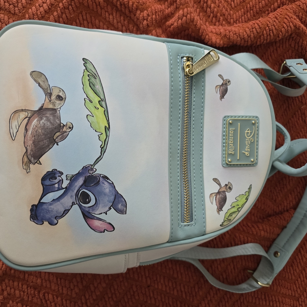 Disney Blue and White Backpack with Stitch and Friends